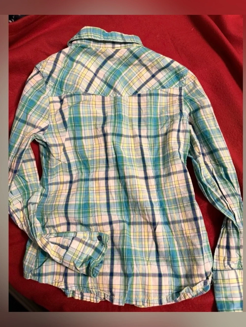 Justice Teal, Blue & Yellow Plaid Button-Down Shirt